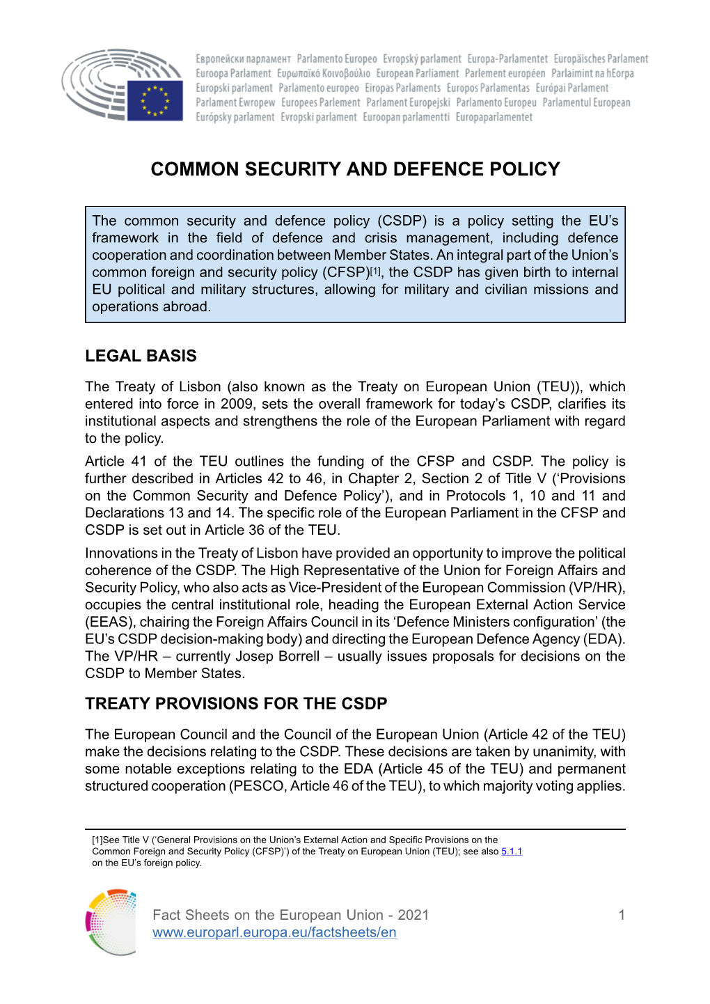 Common Security and Defence Policy