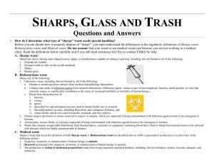 SHARPS, GLASS and TRASH Questions and Answers 1