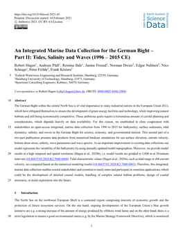 An Integrated Marine Data Collection for the German Bight