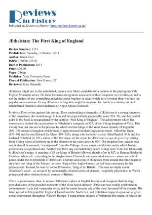 Æthelstan: the First King of England