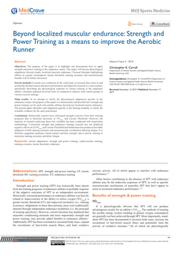 Beyond Localized Muscular Endurance: Strength and Power Training As a Means to Improve the Aerobic Runner