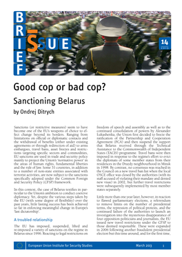 Good Cop Or Bad Cop? Sanctioning Belarus by Ondrej Ditrych