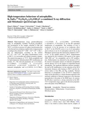 High-Temperature Behaviour of Astrophyllite, K2nafe7 2+Ti2