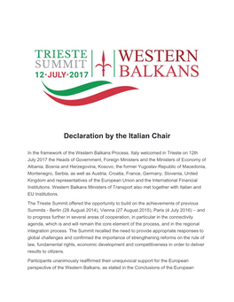 Declaration by the Italian Chair