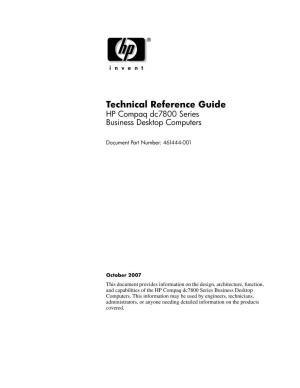 Technical Reference Guide HP Compaq Dc7800 Series Business Desktop Computers