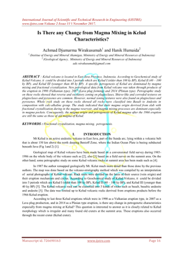 Is There Any Change from Magma Mixing in Kelud Characteristics?