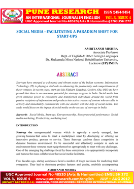 Social Media - Facilitating a Paradigm Shift for Start-Ups