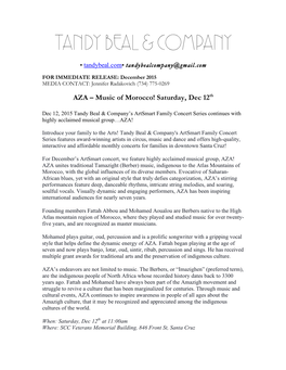 Artsmart AZA Press Release 2015-16