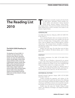 The Reading List 2010
