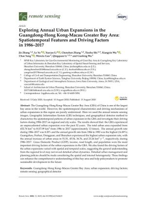 Exploring Annual Urban Expansions in the Guangdong-Hong Kong-Macau Greater Bay Area: Spatiotemporal Features and Driving Factors in 1986–2017