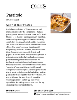 Pastitsio | Cook's Illustrated