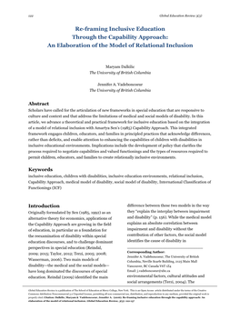 Re-Framing Inclusive Education Through the Capability Approach: an Elaboration of the Model of Relational Inclusion
