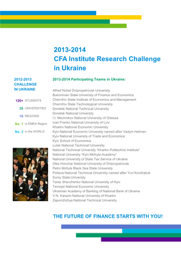 2013-2014 CFA Institute Research Challenge in Ukraine