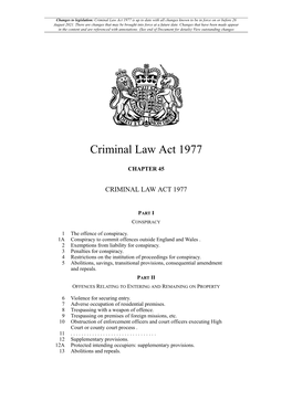 Criminal Law Act 1977 Is up to Date with All Changes Known to Be in Force on Or Before 26 August 2021