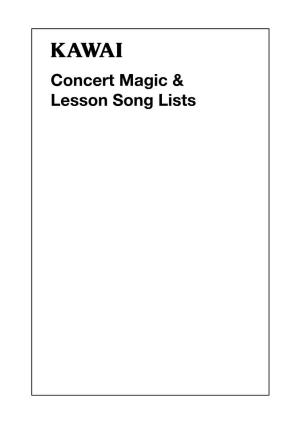 Concert Magic & Lesson Song Lists