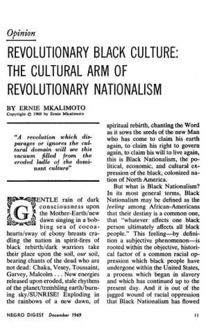 Revolutionary Black Culture: the Cultural Arm of Revolutionary Nationalism