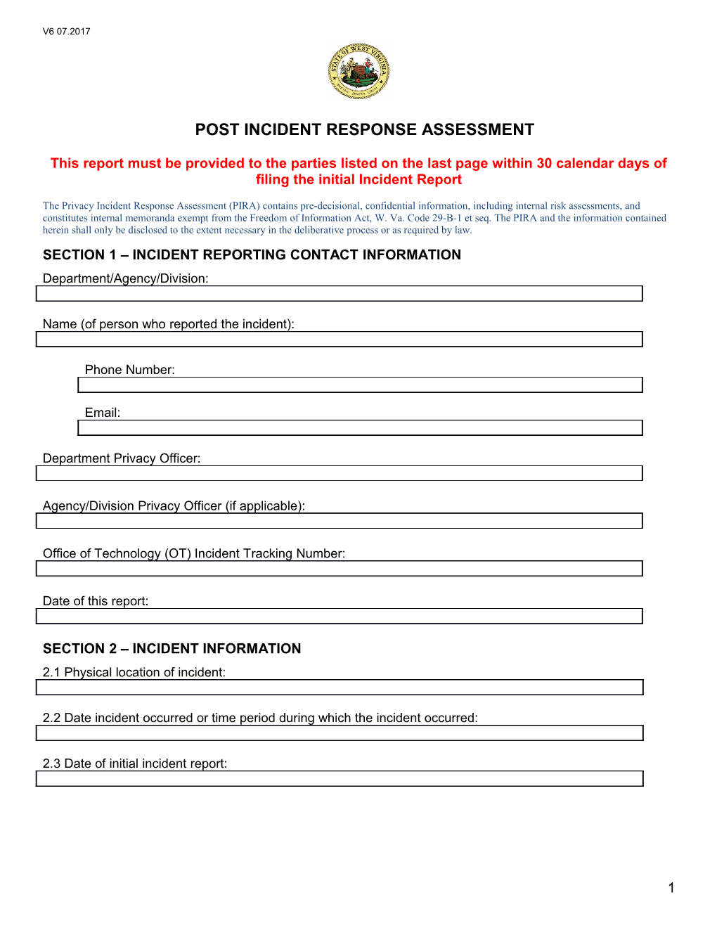 Post Incident Response Assessment