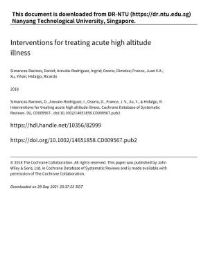 Interventions for Treating Acute High Altitude Illness