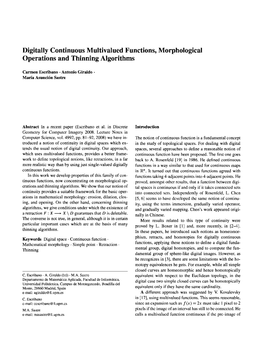 Digitally Continuous Multivalued Functions, Morphological Operations and Thinning Algorithms