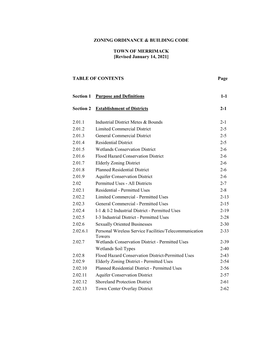 Zoning Ordinance & Building Code Town of Merrimack