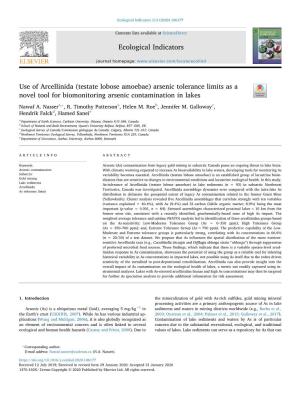 Use of Arcellinida (Testate Lobose Amoebae) Arsenic Tolerance Limits As a Novel Tool for Biomonitoring Arsenic Contamination in Lakes T ⁎ Nawaf A