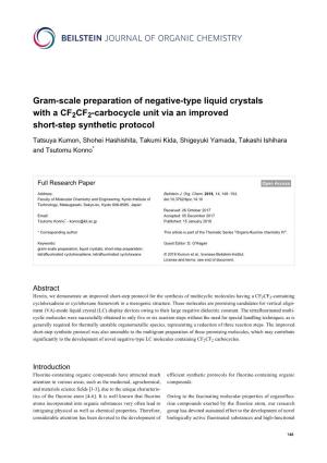 Gram-Scale Preparation of Negative-Type Liquid Crystals with a CF2CF2-Carbocycle Unit Via an Improved Short-Step Synthetic Protocol