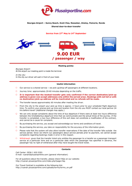 9.00 EUR / Passenger / Way