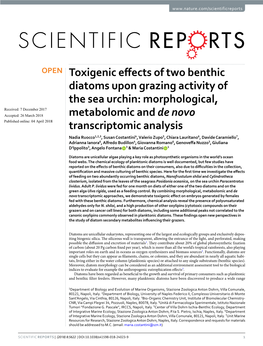 Toxigenic Effects of Two Benthic Diatoms Upon Grazing