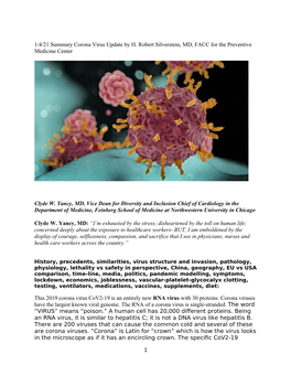1/4/21 Summary Corona Virus Update by H. Robert Silverstein, MD, FACC for the Preventive Medicine Center