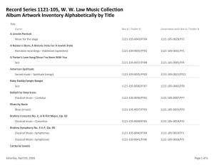 Record Series 1121-105, W. W. Law Music Collection Album Artwork