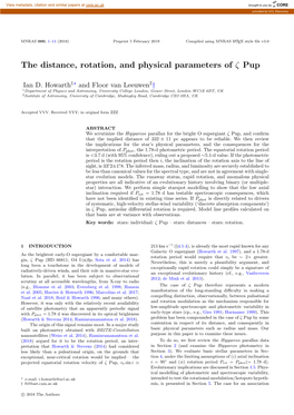 The Distance, Rotation, and Physical Parameters of Ζ Pup