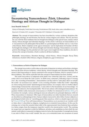 Žižek, Liberation Theology and African Thought in Dialogue