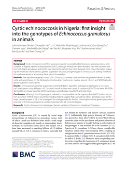 Cystic Echinococcosis in Nigeria: First Insight Into the Genotypes of Echinococcus Granulosus in Animals