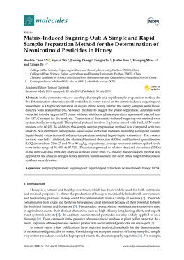Matrix-Induced Sugaring-Out: a Simple and Rapid Sample Preparation Method for the Determination of Neonicotinoid Pesticides in Honey