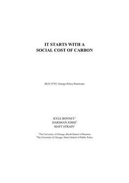 It Starts with a Social Cost of Carbon