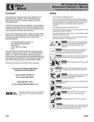 All Terrain Air Hammer Attachment Operator's Manual