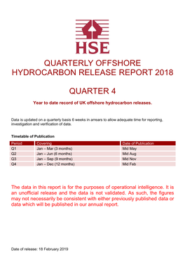 Quarterly Offshore Hydrocarbon Release Report 2018 Quarter 4