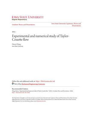 Experimental and Numerical Study of Taylor-Couette Flow" (2015)