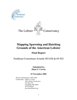 Mapping Spawning and Hatching Grounds of the American Lobster Final Report