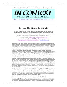 Meadows, Meadows, and Randers - Beyond the Limits to Growth 09/06/03 10:42 AM