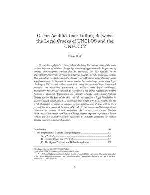 Ocean Acidification: Falling Between the Legal Cracks of UNCLOS and the UNFCCC?