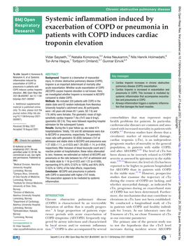 Systemic Inflammation Induced by Exacerbation of COPD Or Pneumonia in Patients with COPD Induces Cardiac Troponin Elevation