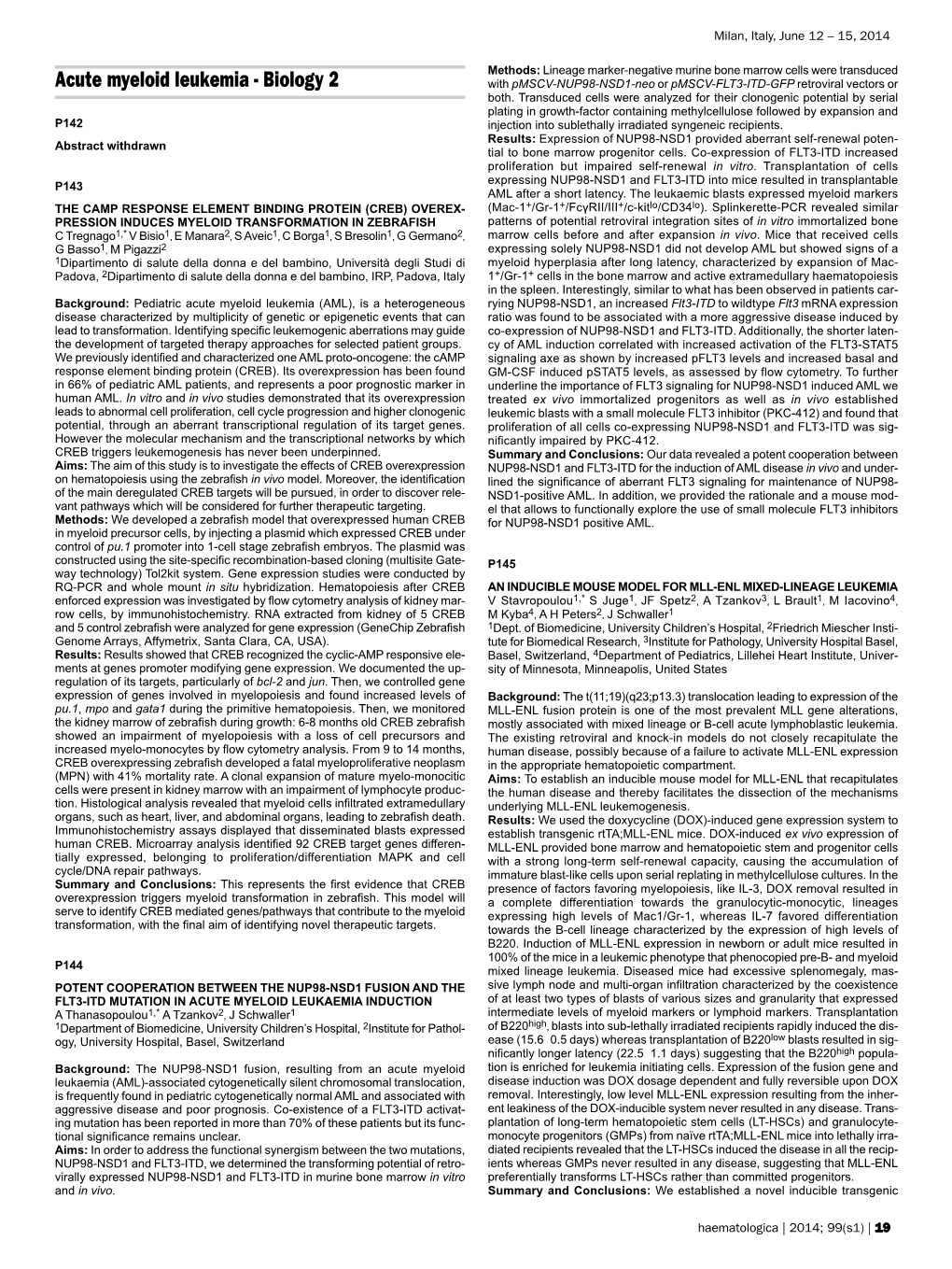 Acute Myeloid Leukemia - Biology 2 with Pmscv-NUP98-NSD1-Neo Or Pmscv-FLT3-ITD-GFP Retroviral Vectors Or Both