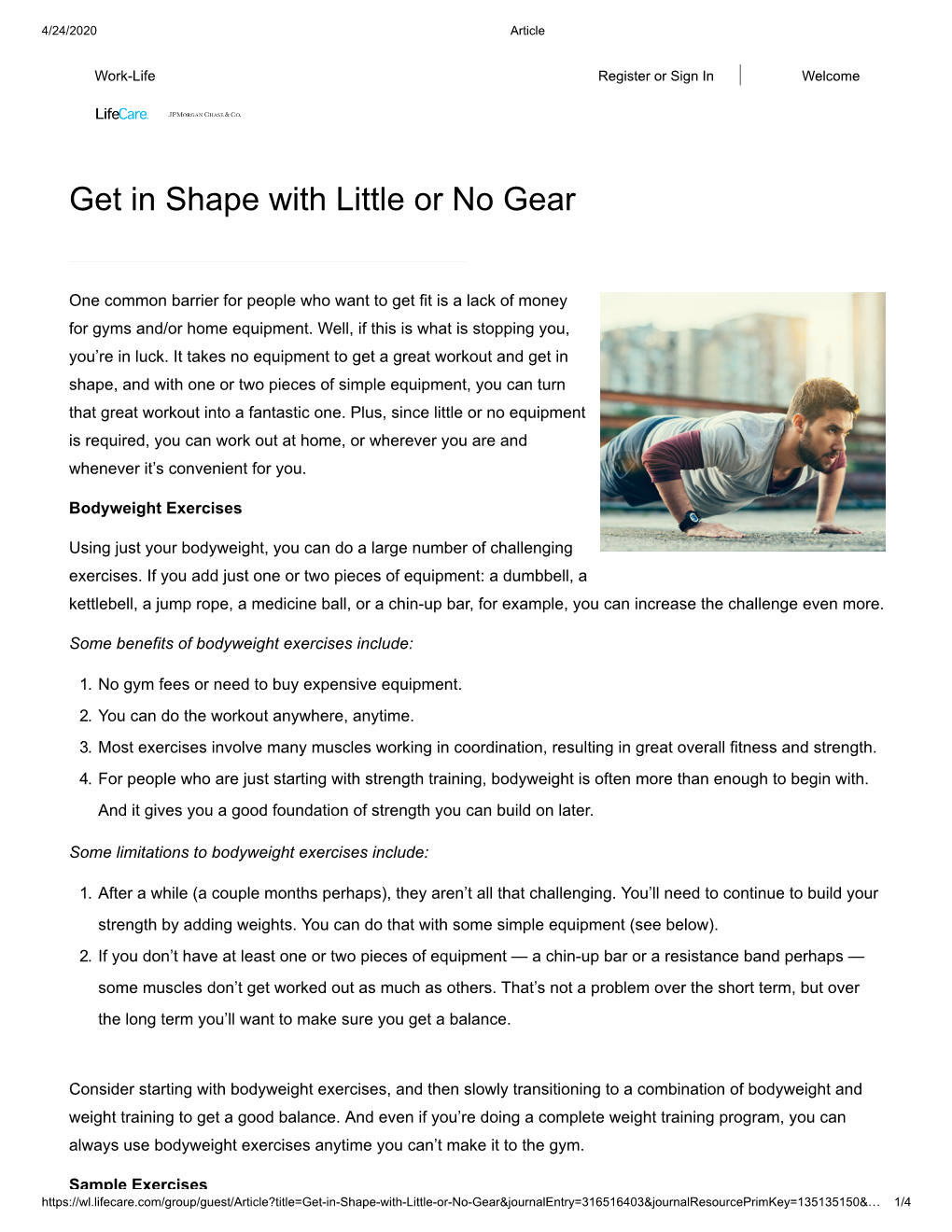 Get in Shape with Little Or No Gear