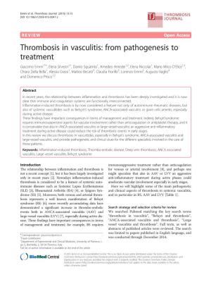 Thrombosis in Vasculitis: from Pathogenesis to Treatment