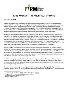 Kris Kobach: the Architect of Hate