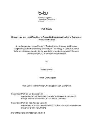 Phd Thesis Modern Law and Local Tradition in Forest Heritage