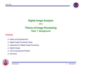 Digital Image Analysis Theory of Image Processing