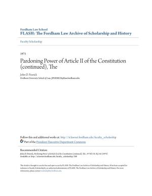 Pardoning Power of Article II of the Constitution (Continued), the John D