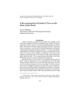 A Re-Examination of Luther's View on the State of the Dead